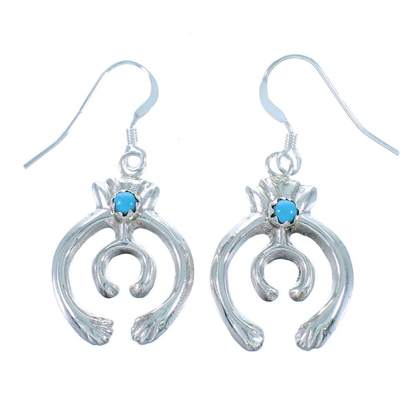 Turquoise Naja Navajo Sterling Silver Hook Dangle Earrings RX112491